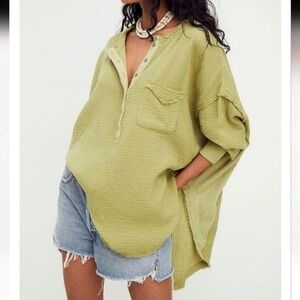 Free People Olive Green Palo Santo Blouse sz S